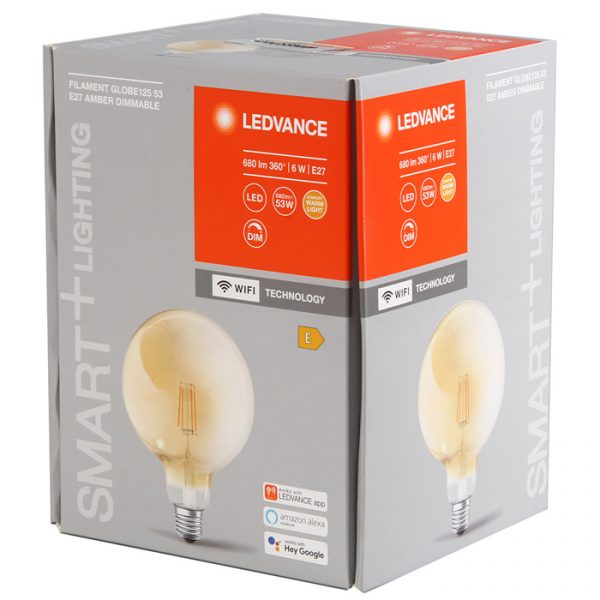 Bulb Ledvance Smart WiFi RF Gold G125 6W(53)/824 E27 DIM - Image 1