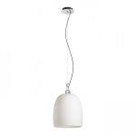 COROA NEW 28 pendant opal-colored glass/chrome 230V LED E27 15W