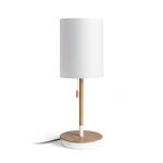 KEITH/RON 15/20 table with USB Polycotton white/beech 230V LED E27 15W