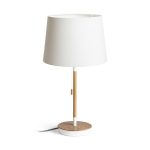 KEITH/AMBITUS 30 table with USB Polycotton white/beech 230V LED E27 15W
