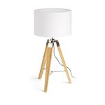 ALVIS/RON 40 table  Polycotton white/bamboo 230V LED E27 15W