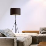 LUTON/RON 55 floor Polycotton black/black/metal 230V LED E27 15W - Image 3