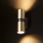 MANO wall brushed brass/black 230V LED GU10 2x8W IP54 - Image 2