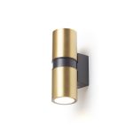 MANO wall brushed brass/black 230V LED GU10 2x8W IP54