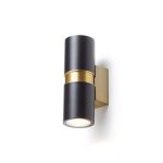 MANO wall black/brushed brass 230V LED GU10 2x8W IP54