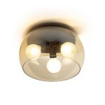 AMANDA ceiling matte black amber-colored glass 230V LED E27 3x15W