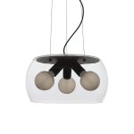 AMANDA pendant matte black clear glass 230V LED E27 3x15W - Image 4
