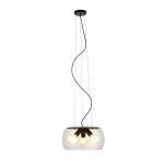 AMANDA pendant matte black clear glass 230V LED E27 3x15W