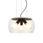 AMANDA pendant matte black clear glass 230V LED E27 3x15W - Image 2
