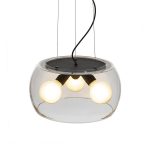 AMANDA pendant matte black clear glass 230V LED E27 3x15W - Image 3