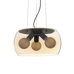 AMANDA pendant matte black amber-colored glass 230V LED E27 3x15W - Image 4