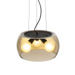 AMANDA pendant matte black amber-colored glass 230V LED E27 3x15W - Image 3