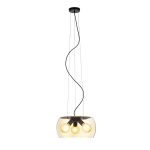 AMANDA pendant matte black amber-colored glass 230V LED E27 3x15W - Image 2
