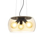 AMANDA pendant matte black amber-colored glass 230V LED E27 3x15W