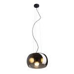 AMANDA pendant matte black smoke-colored glass 230V LED E27 3x15W