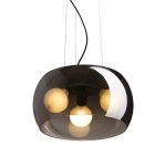 AMANDA pendant matte black smoke-colored glass 230V LED E27 3x15W - Image 2