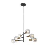 ARTEMIA 6 pendant black brushed brass 230V LED E27 6x15W